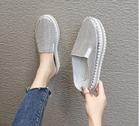 Luxury Crystals Half Slides Bling Rubber Bottom Shoes CODE: KAR1136
