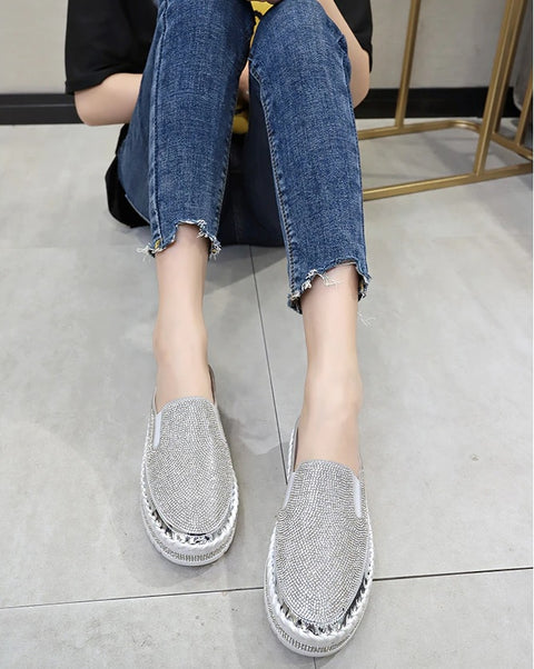 Luxury Crystals Half Slides Bling Rubber Bottom Shoes CODE: KAR1136