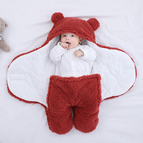 Cute Newborn Baby Blankets Plush Swaddle Wrap Ultra-Soft Fluffy Fleece Sleeping Bag CODE: KAR1151