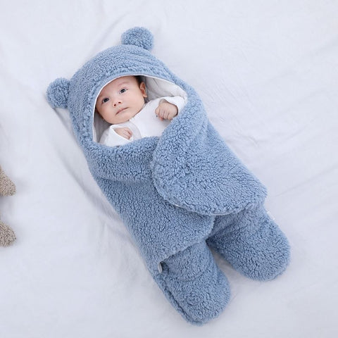 Cute Newborn Baby Blankets Plush Swaddle Wrap Ultra-Soft Fluffy Fleece Sleeping Bag CODE: KAR1151
