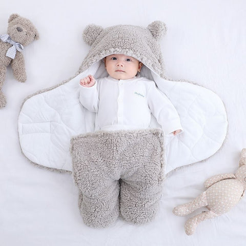 Cute Newborn Baby Blankets Plush Swaddle Wrap Ultra-Soft Fluffy Fleece Sleeping Bag CODE: KAR1151
