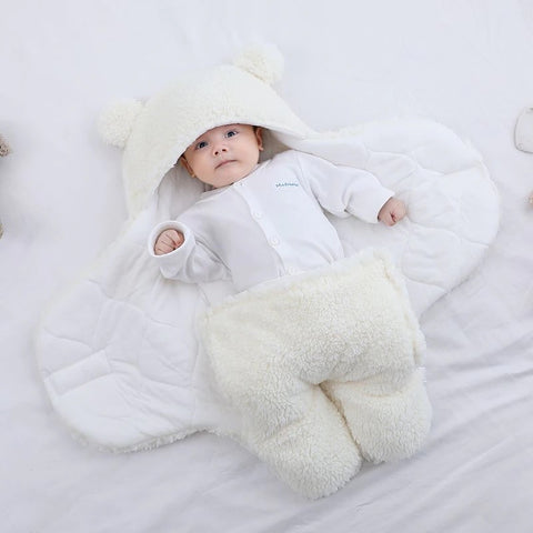 Cute Newborn Baby Blankets Plush Swaddle Wrap Ultra-Soft Fluffy Fleece Sleeping Bag CODE: KAR1151