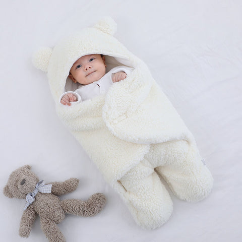 Cute Newborn Baby Blankets Plush Swaddle Wrap Ultra-Soft Fluffy Fleece Sleeping Bag CODE: KAR1151