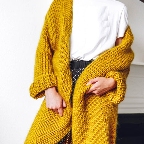 Autumn Fall Winter Cardigan Long Sleeve Long Knitted Cardigan Outwear CODE: KAR1153