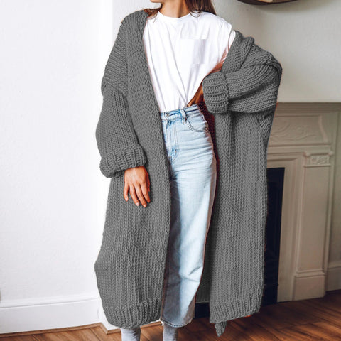 Autumn Fall Winter Cardigan Long Sleeve Long Knitted Cardigan Outwear CODE: KAR1153