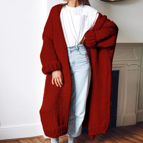 Autumn Fall Winter Cardigan Long Sleeve Long Knitted Cardigan Outwear CODE: KAR1153