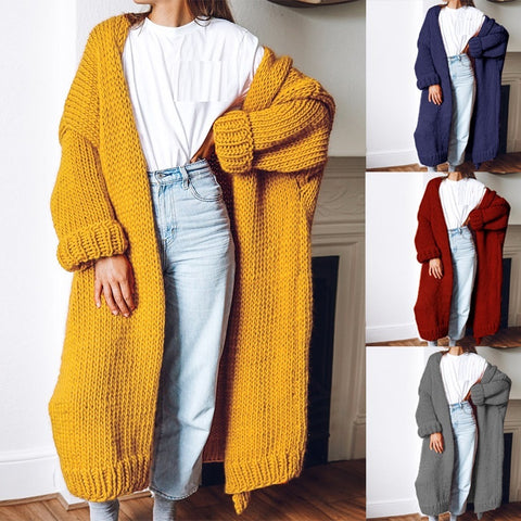 Autumn Fall Winter Cardigan Long Sleeve Long Knitted Cardigan Outwear CODE: KAR1153