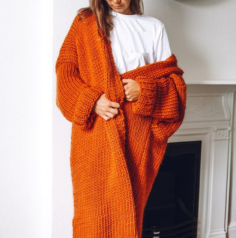 Autumn Fall Winter Cardigan Long Sleeve Long Knitted Cardigan Outwear CODE: KAR1153