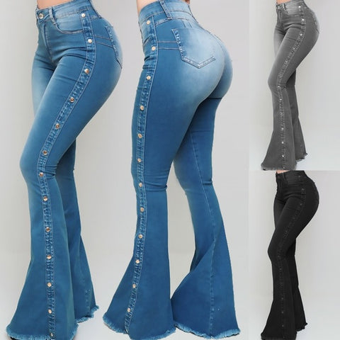 Slim Fit Skinny Bell Bottom Butt Lift Washed Oversizesd Denim Pant CODE: KAR1157