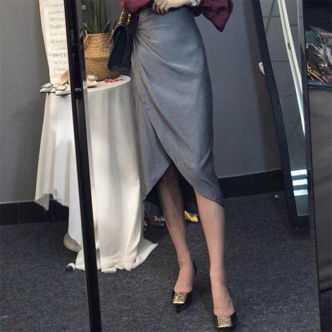 New Style Casual Black High-Waisted Hip Split Skirt Suits Two Piece Set CODE: KAR1159