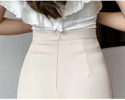 New Elegant Button High Waist Wide Leg Casual Full Length pant CODE: KAR1161