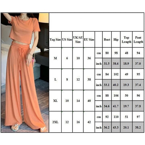 Plain Short Sleeve Shirts Pants High Waist Soft Casual 2Pcs CODE: KAR1166