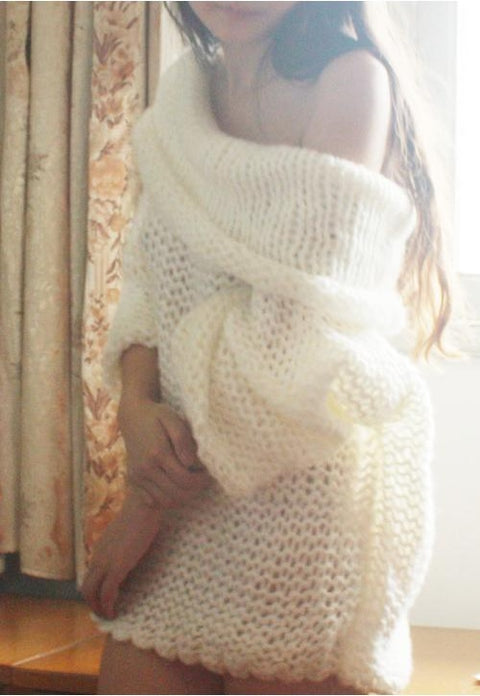 New off the shoulders, boat neck, Loose knit thick wool sweater CODE: KAR1186