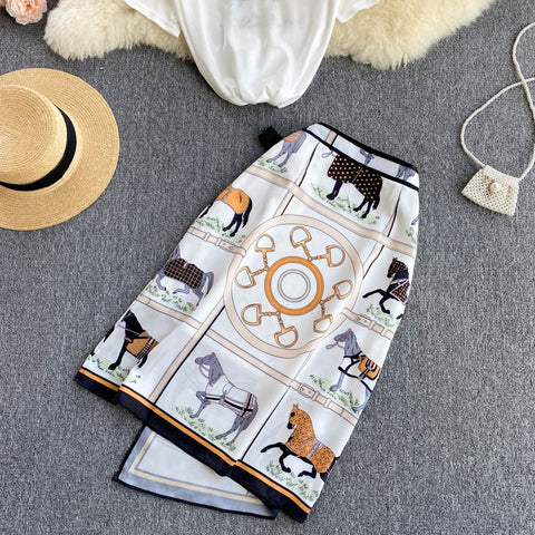 New Short Sleeve T-Shirt + High Waist Slim Skirt, Two Piece Set CODE: KAR1215