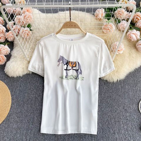 New Short Sleeve T-Shirt + High Waist Slim Skirt, Two Piece Set CODE: KAR1215