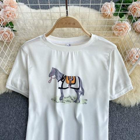 New Short Sleeve T-Shirt + High Waist Slim Skirt, Two Piece Set CODE: KAR1215