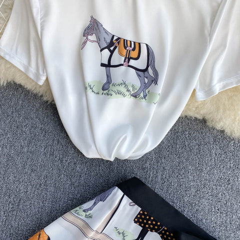 New Short Sleeve T-Shirt + High Waist Slim Skirt, Two Piece Set CODE: KAR1215