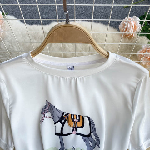 New Short Sleeve T-Shirt + High Waist Slim Skirt, Two Piece Set CODE: KAR1215