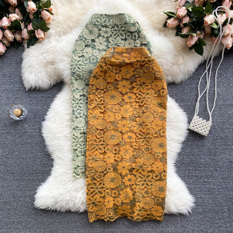 New Fashion High Waist, Pencil Style, Flower, Sexy, Embroidered Lace Skirt CODE: KAR1220