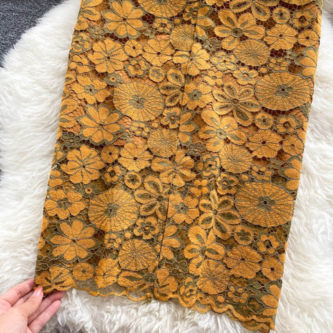 New Fashion High Waist, Pencil Style, Flower, Sexy, Embroidered Lace Skirt CODE: KAR1220