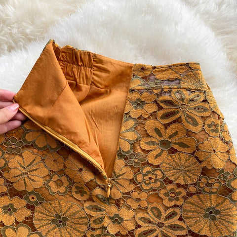 New Fashion High Waist, Pencil Style, Flower, Sexy, Embroidered Lace Skirt CODE: KAR1220