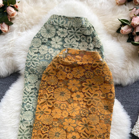New Fashion High Waist, Pencil Style, Flower, Sexy, Embroidered Lace Skirt CODE: KAR1220