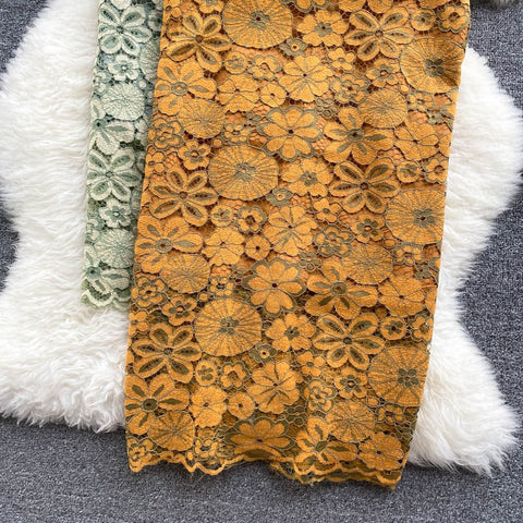 New Fashion High Waist, Pencil Style, Flower, Sexy, Embroidered Lace Skirt CODE: KAR1220