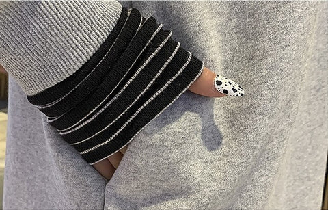 New Oversized, Loose Sweatshirt, Long, Patchwork, Striped Collar and Cuff, Casual Hoodie Coat CODE: KAR1231