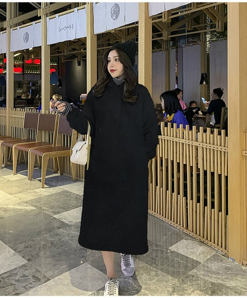New Oversized, Loose Sweatshirt, Long, Patchwork, Striped Collar and Cuff, Casual Hoodie Coat CODE: KAR1231