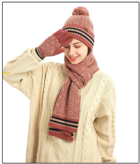 New fashion, winter suit for outdoor, warm and windproof, knitted, snowflake, 3-piece set CODE: KAR1247
