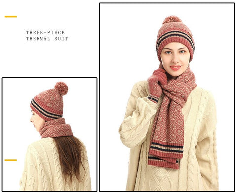 New fashion, winter suit for outdoor, warm and windproof, knitted, snowflake, 3-piece set CODE: KAR1247