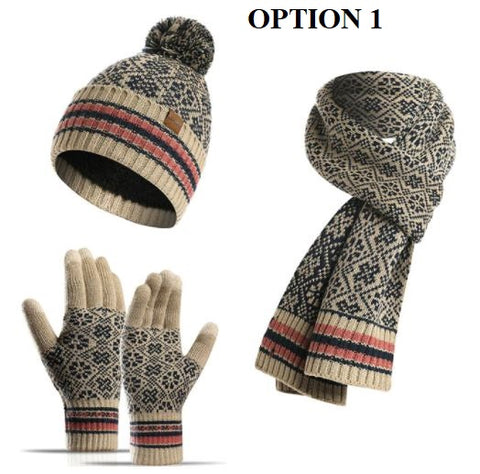 New fashion, winter suit for outdoor, warm and windproof, knitted, snowflake, 3-piece set CODE: KAR1247