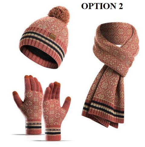 New fashion, winter suit for outdoor, warm and windproof, knitted, snowflake, 3-piece set CODE: KAR1247