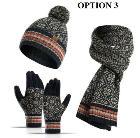 New fashion, winter suit for outdoor, warm and windproof, knitted, snowflake, 3-piece set CODE: KAR1247