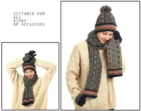 New fashion, winter suit for outdoor, warm and windproof, knitted, snowflake, 3-piece set CODE: KAR1247