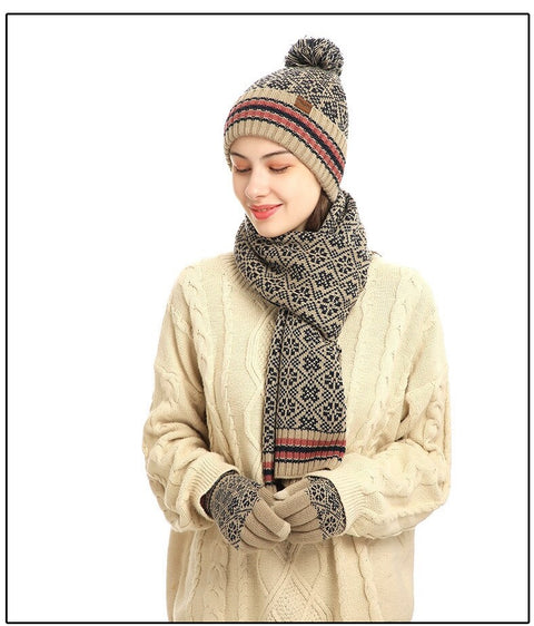 New fashion, winter suit for outdoor, warm and windproof, knitted, snowflake, 3-piece set CODE: KAR1247