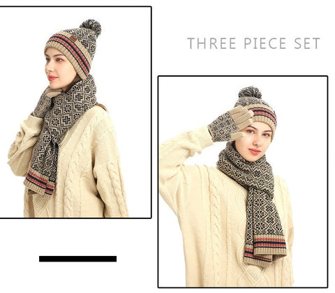 New fashion, winter suit for outdoor, warm and windproof, knitted, snowflake, 3-piece set CODE: KAR1247