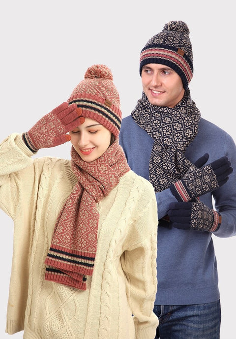 New fashion, winter suit for outdoor, warm and windproof, knitted, snowflake, 3-piece set CODE: KAR1247