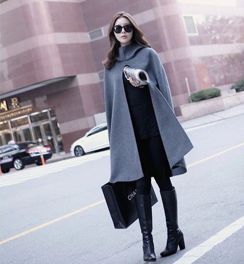 New winter collection, long, loose Hooded wool coat CODE: KAR1266