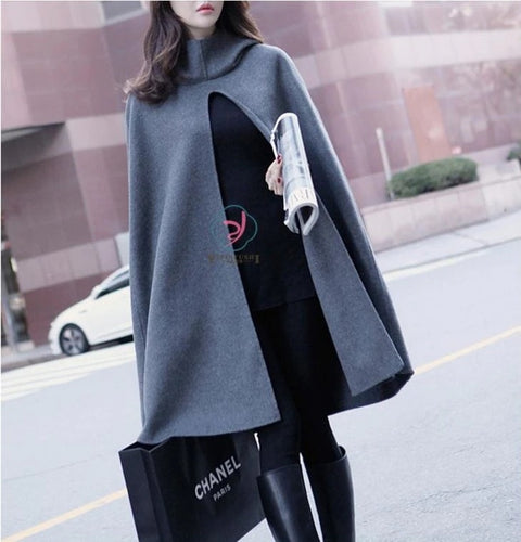 New winter collection, long, loose Hooded wool coat CODE: KAR1266