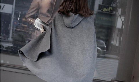 New winter collection, long, loose Hooded wool coat CODE: KAR1266