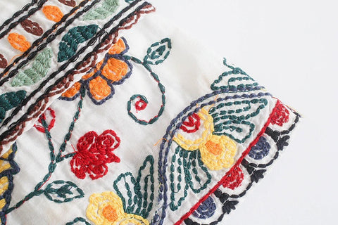 New Mini, Embroidered, High Waist, White, Boho Style, Mini Skirt CODE: KAR1284