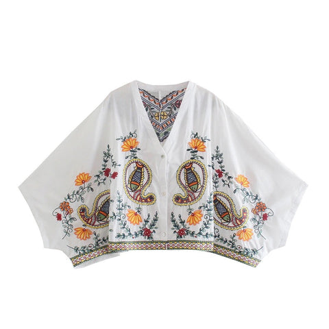 New Mini, Embroidered, High Waist, White, Boho Style, Mini Skirt CODE: KAR1284