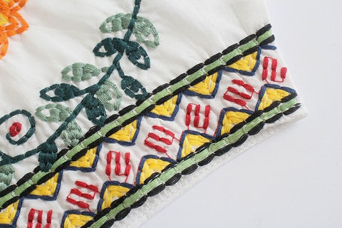 New Mini, Embroidered, High Waist, White, Boho Style, Mini Skirt CODE: KAR1284