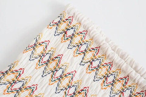 New Mini, Embroidered, High Waist, White, Boho Style, Mini Skirt CODE: KAR1284