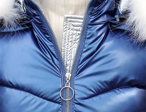 New  Winter Collection Long, Fur Collar, Shiny, Cotton Padded, Jacket CODE: KAR1312