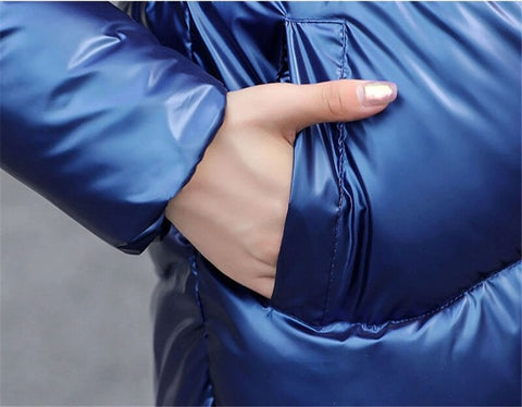 New  Winter Collection Long, Fur Collar, Shiny, Cotton Padded, Jacket CODE: KAR1312