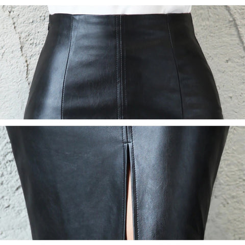 New Collection  Sexy, High Waist, Bodycon, Slit, Office Pencil, Knee Length, Plus Size, Black Midi Skirt CODE: KAR1324