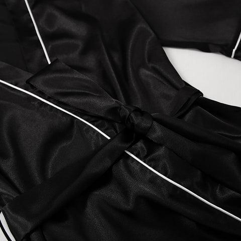 New Bridal Bathrobe, Waist, Black Three Quarter Sleeve Long Dress CODE: KAR1330