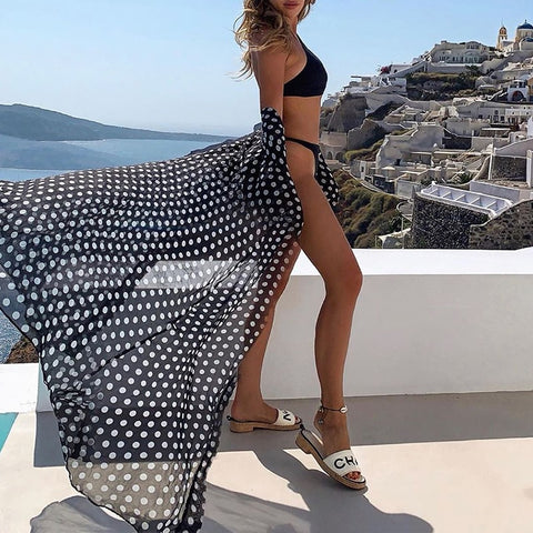 Sexy Long Tunic Dot Print, Cover-Up For Swimwear, Lace Beach Dress CODE: KAR1337